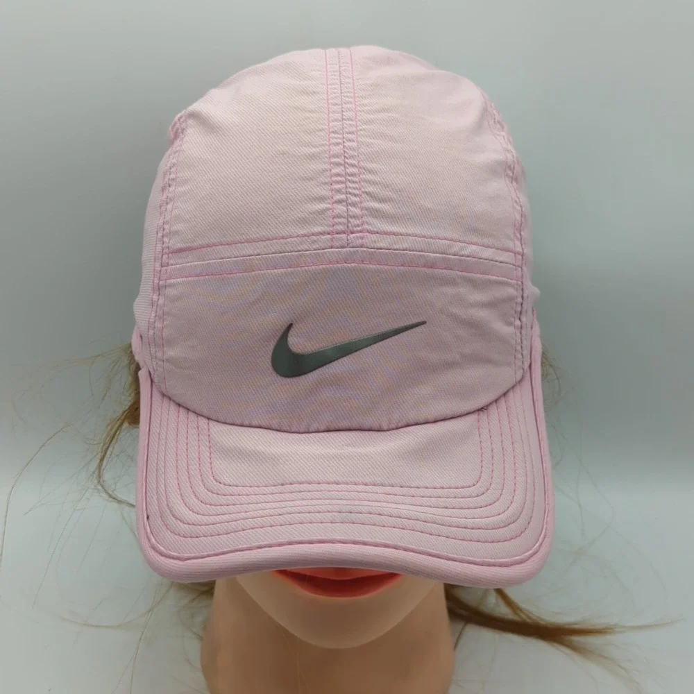 Nike AW84 5 Panel Hat Cap Pink Strap Back Adjustable Lightweight Dri-Fit *Read*